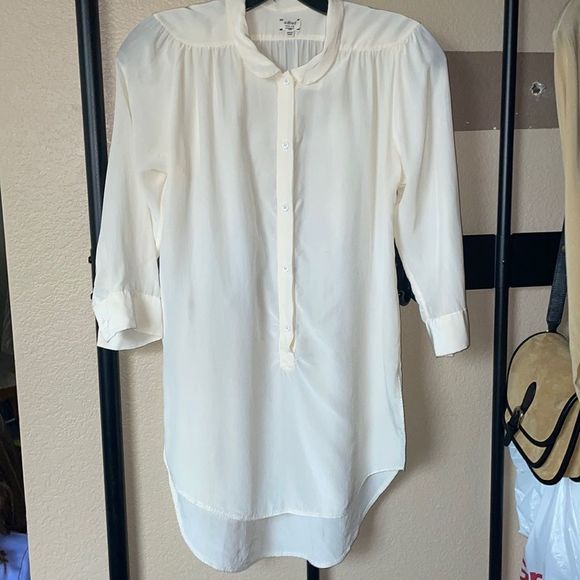Wilfred Aritzia Women’s Silk Popover Long Blouse Tunic Top size XXS Ivory - Picture 1 of 11